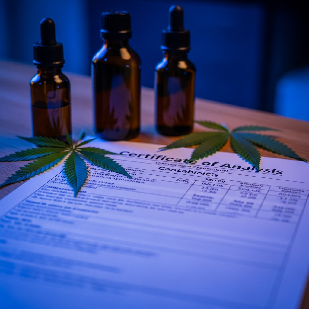 Certificat d'analyse CBD montrant taux de THC et cannabinoïdes